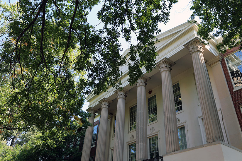 Historic Baldwin Hall sits on beautiful North Campus in late summer